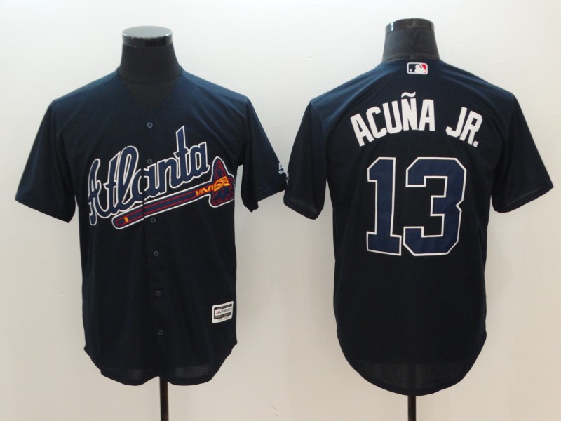 Men Atlanta Braves #13 Acuna JR Blue Game MLB Jerseys
